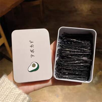 100个黑色波浪发夹/发卡/发卡盒装，女士专用，内含100个发夹，休闲爪夹，发卡，学生用品，发饰，头部饰品，发卡