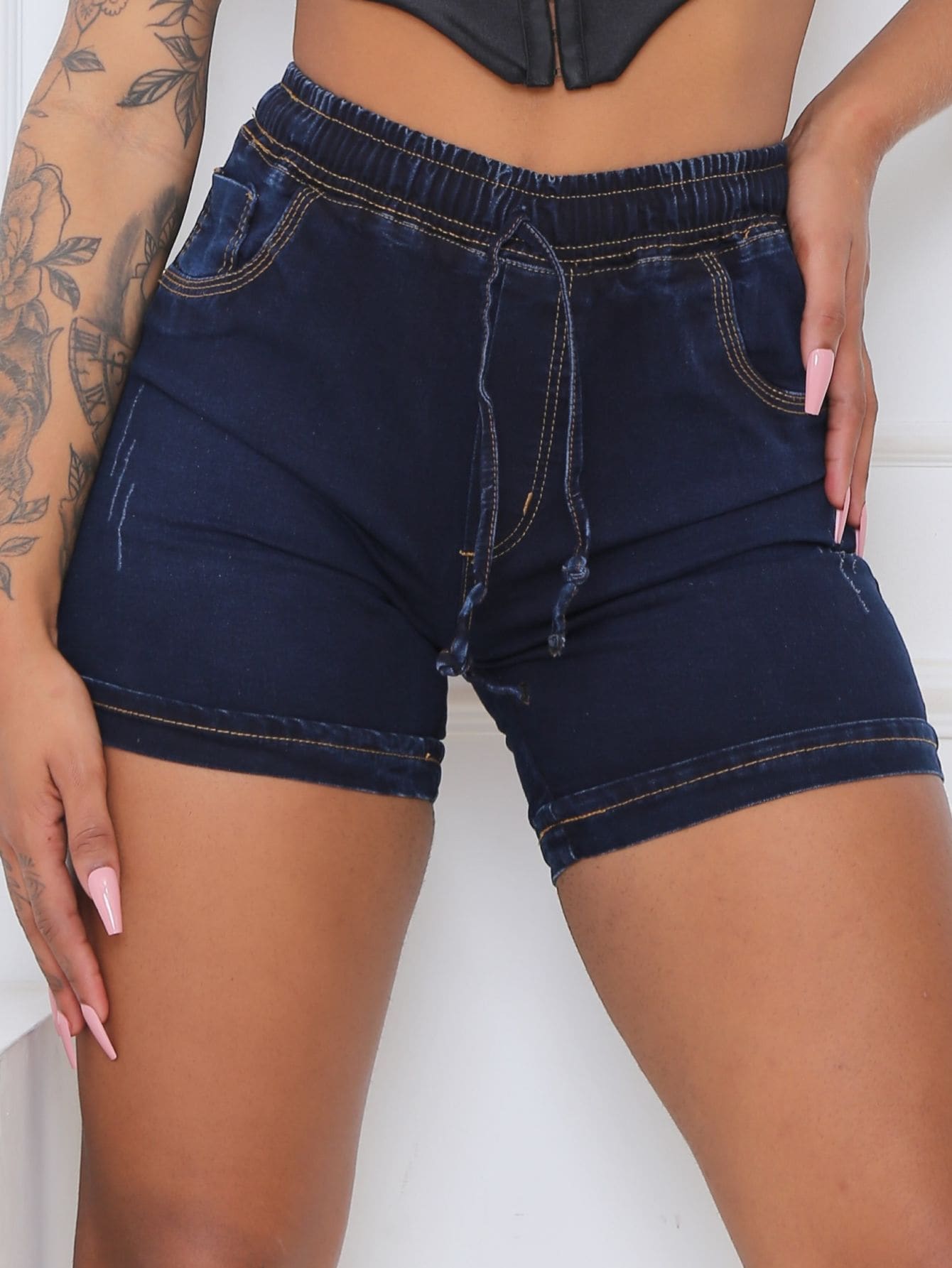 Women Denim Shorts - Rửa tối - Xem 1