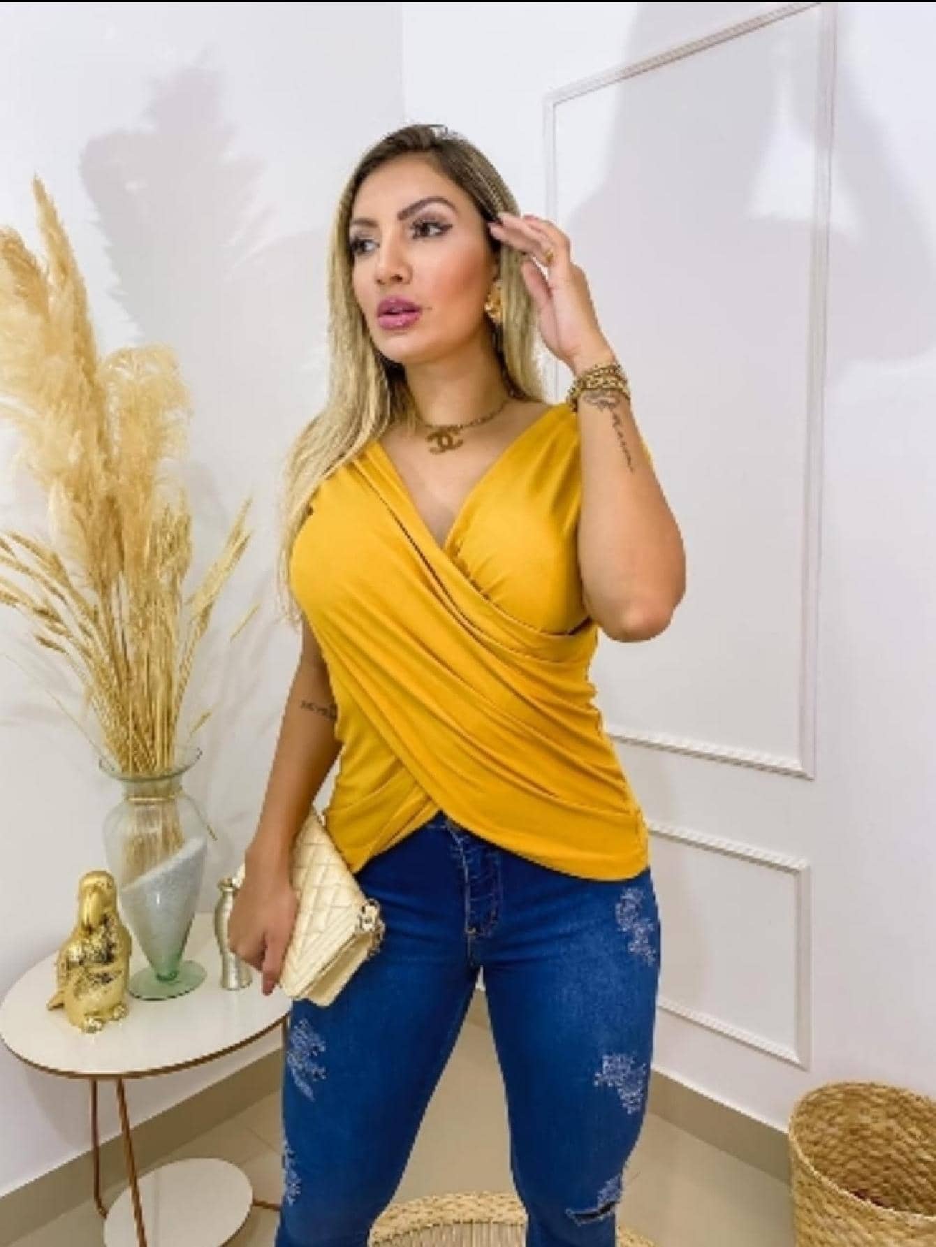 Women Blouses - Màu Mù tạt vàng - Xem 1