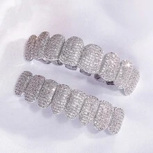 Vi mô Cẩn vào Khối Zirconia  8 Răng Nhọn Răng nanh Hip Hop Răng Cho bữa tiệc , Lễ hội - Bạc - Xem 4