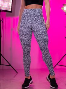 Women Sports Leggings - 黑與白 - 查看 4