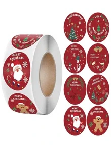 1roll Christmas Snowman Pattern Stickers - Multicolor - View 1