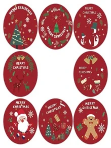 1roll Christmas Snowman Pattern Stickers - Multicolor - View 4