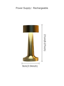 1pc Rechargeable Touch Control Retro Metallic Table Lamp With 3-Color Changing & Adjustable Brightness For Indoor & Outdoor Use On Various Desktops - Silver - View 7