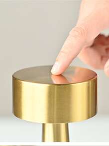 1pc Rechargeable Touch Control Three Color Changing Dimmable Vintage Metallic Table Lamp Suitable For Outdoor Dining Table, Different Indoor Desktop - Gold - View 8