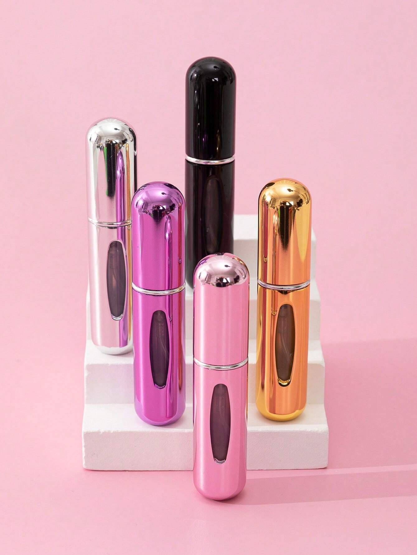 15pcs Travel Refillable Spray Bottles, 5ml Cosmetic Containers, Random