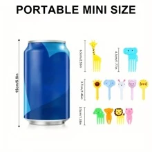 10入組可愛水果叉,可重複使用迷你動物叉子