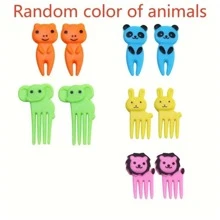 10入組可愛水果叉,可重複使用迷你動物叉子