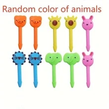 10入組可愛水果叉,可重複使用迷你動物叉子