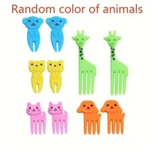 10入組可愛水果叉,可重複使用迷你動物叉子