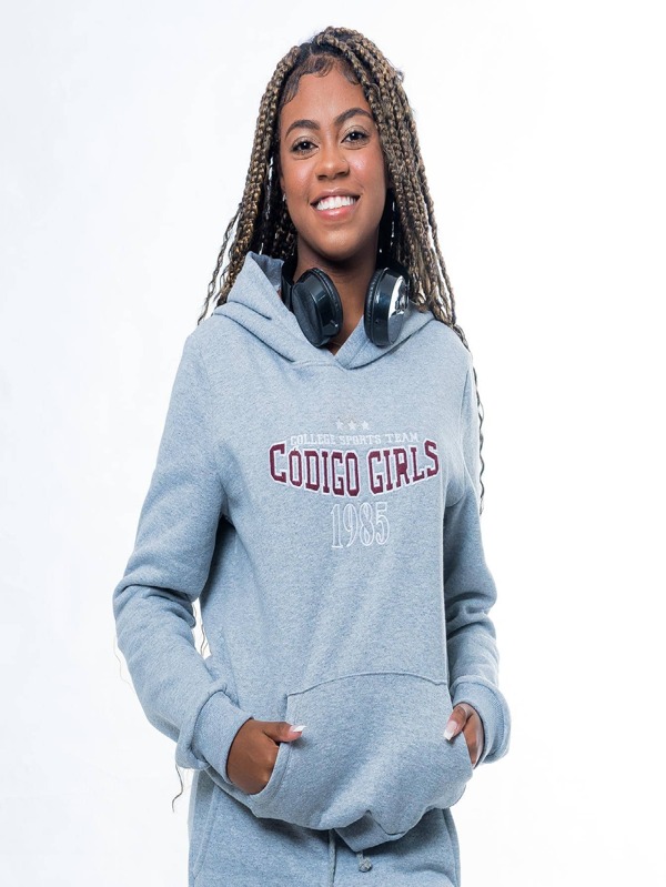 Blusa de Moletom College Sports Team Com Capuz