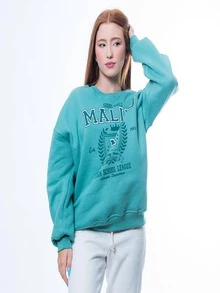 Blusa Moletom Gola Careca Estampa Malibu