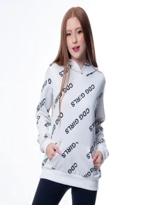 Blusa de Moletom com Bolso e Capuz com Estampa Logomania