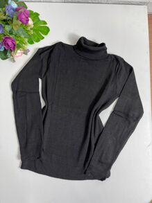 Women Knit Tops - Dark Grey - View 2