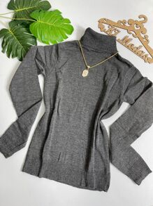 Women Knit Tops - Dark Grey - View 3