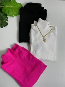 Women Knit Tops - Màu Hồng Tươi - Xem 1