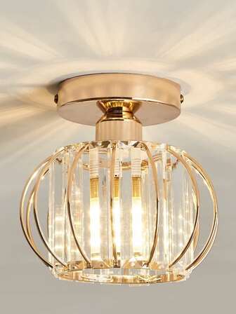 E27燈座的半嵌入式水晶吊燈,現代發光黑色吊燈,適用於走廊室內照明（不含燈泡）