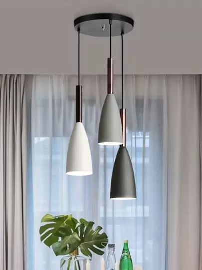 Nordic Style E27 Warm White Pendant Light, Suitable For Kitchen, Living Room, Cafe, Pendant Light, Single Or Triple Head, Macaroon Color (bulb Not Included)