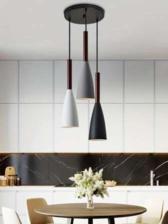 Nordic Style E27 Warm White Pendant Light, Suitable For Kitchen, Living Room, Cafe, Pendant Light, Single Or Triple Head, Macaroon Color (bulb Not Included)