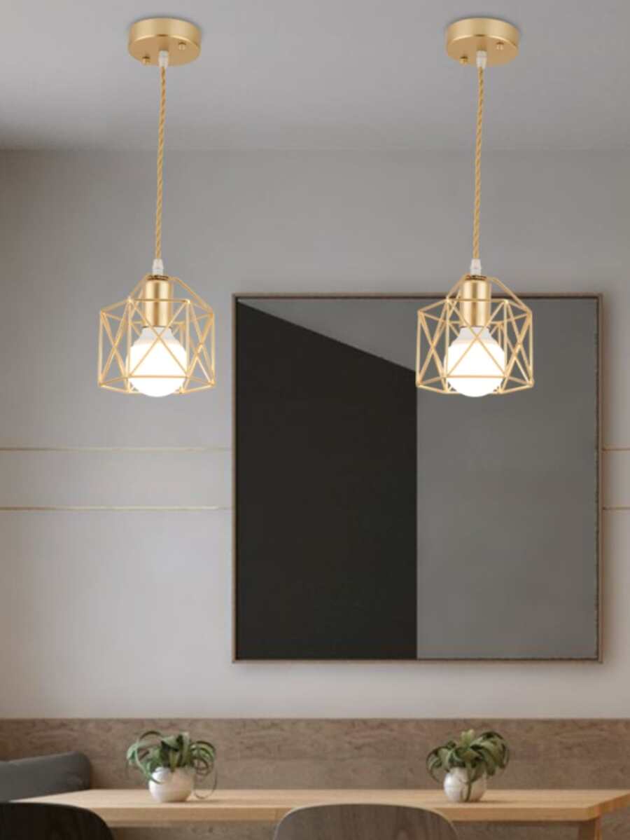 Modern LED Pendant Light Iron Gold Black Minimalist Metal Cage Pendant Modern LED Pendant Light Iron Gold Black Minimalist Metal Cage Pendant