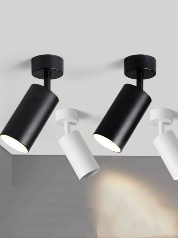 Plafoniera a LED bianca/nera ruotabile a 360° con montaggio su superficie, lampadina Gu10 sostituibile, lampada da parete/soffitto (lampadina non inclusa)