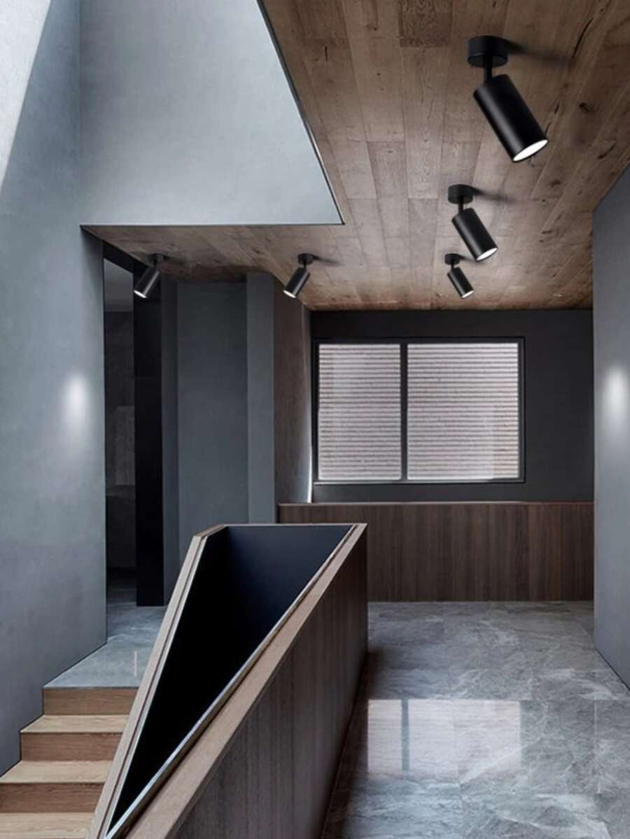 表面安裝 360° 可旋轉白色/黑色 LED 吸頂燈，Gu10 可更換燈泡，壁燈/吸頂燈（不含燈泡） - 黑色 - 查看 1