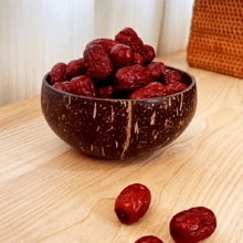 1 件随机天然椰子碗配木勺，东南亚风格椰子水果沙拉碗，厨房，圣诞礼物