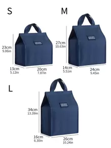 1pc Oxford Cloth Thickened Insulated Solid Color Portable Lunch Bag For Work, School, Picnic