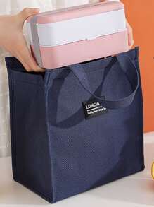 1pc Oxford Cloth Thickened Insulated Solid Color Portable Lunch Bag For Work, School, Picnic