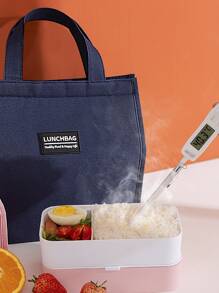 1pc Oxford Cloth Thickened Insulated Solid Color Portable Lunch Bag For Work, School, Picnic