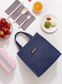1pc Oxford Cloth Thickened Insulated Solid Color Portable Lunch Bag For Work, School, Picnic