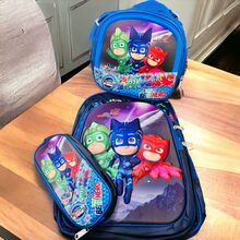 mochila combo escolar 3d dibujos animados - Azul - Ver 1