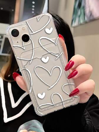 XAF Heart Print Clear Phone Case