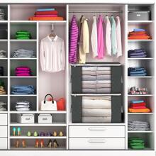 90L Large Storage Bags ,1 Pack Clothes Storage Bins Foldable Closet Organizer Storage Containers With Handles Thick Fabric For Clothing, Blanket, Comforters, Bed Sheets, Pillows And Toys (Gray),Boho Vibes