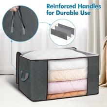 90L Large Storage Bags ,1 Pack Clothes Storage Bins Foldable Closet Organizer Storage Containers With Handles Thick Fabric For Clothing, Blanket, Comforters, Bed Sheets, Pillows And Toys (Gray),Boho Vibes