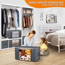 90L Large Storage Bags ,1 Pack Clothes Storage Bins Foldable Closet Organizer Storage Containers With Handles Thick Fabric For Clothing, Blanket, Comforters, Bed Sheets, Pillows And Toys (Gray),Boho Vibes
