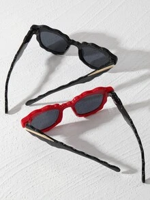 2入組女性時尚圓形眼鏡 - 彩色 - 查看 4