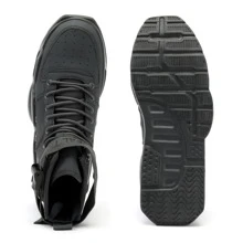 Mens Lightweight Walking Shoes Stylish High Top Shoes With Zipper Athletic Casual Sneakers For Men - 黑色 灰色 - 查看 2