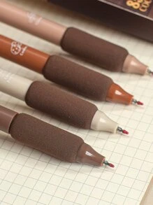 M O K A 4pcs Trở lại Đến Trường học Học sinh & Văn phòng bút viết , Có thể thu vào Đen Ink , 0.5mm , Bút Gel - Cà phê nâu - Xem 3