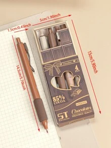 M O K A 4pcs Trở lại Đến Trường học Học sinh & Văn phòng bút viết , Có thể thu vào Đen Ink , 0.5mm , Bút Gel - Cà phê nâu - Xem 6