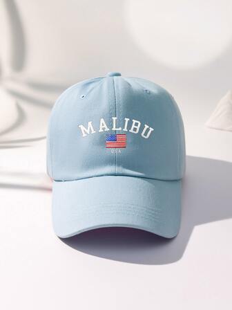 1入組中性 Y2k 風格印花 Malibu 棒球帽，戶外運動防曬帽，日常通勤