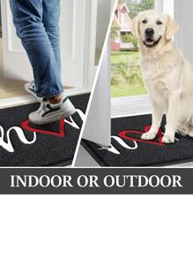 Door Mat Home Welcome Mat Outdoor and Indoor, Heavy-Duty Low-Profile Non-Slip Durable Front Welcome Mat Doormat for Home Entrance, Outside Entry, Yard, Floor, Patio (30''x17.5'', Grey) - màu đen - Xem 5