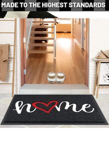Door Mat Home Welcome Mat Outdoor and Indoor, Heavy-Duty Low-Profile Non-Slip Durable Front Welcome Mat Doormat for Home Entrance, Outside Entry, Yard, Floor, Patio (30''x17.5'', Grey) - màu đen - Xem 2