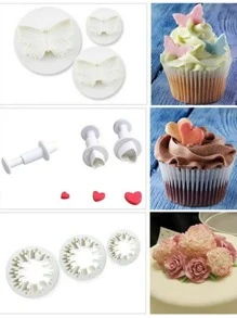 33 piezas Juego de cortadores de Fondant con émbolo, herramientas de decoración de pasteles, molde para galletas, manualidades Diy, utensilios para hornear 3d, nuevo molde para pastelería - Blanco - Ver 2