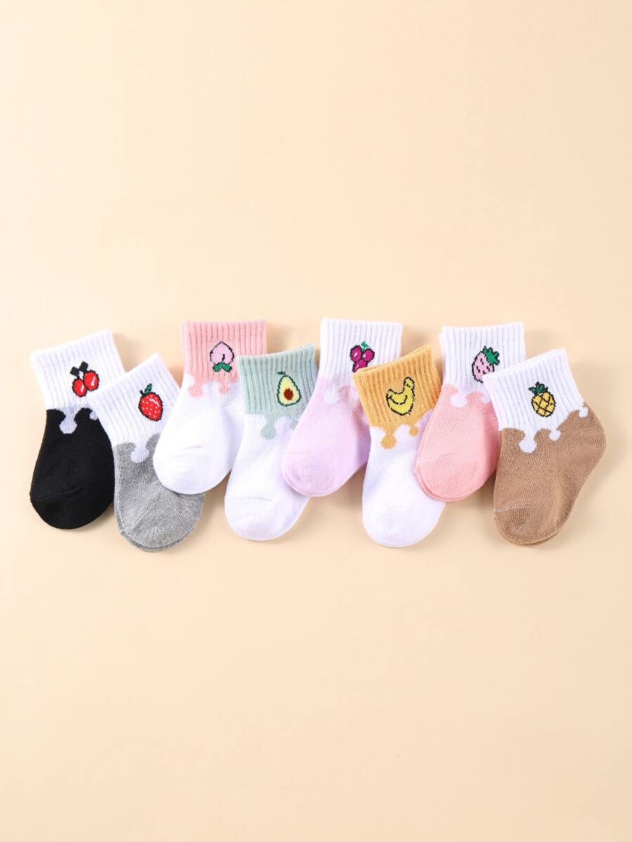 8 Bé gái Trái cây Em bé Vớ Màu sắc Phù hợp Vớ Bộ Đối với Cuộc sống hàng ngày - Nhiều màu - Xem 1