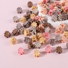 50 Stücke Mädchen Zufällig Farbige Blumenkrone, Fünf-sterne, Hasenohren, Gänseblümchen Haarspange & Klaue, Niedliche Haaraccessoires Für Den Täglichen Gebrauch - Verschiedenfarbig - Übersicht 4