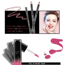 Pudaier 1 pieza Brillo de labios & 1 pieza delineador de labios , brillante colores labios productos cosméticos Set , hacer Maquillaje con - Carne - Ver 4