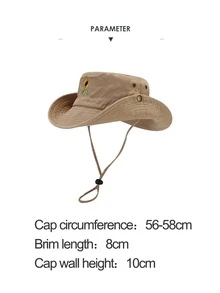 1pc Flower Embroidery Wide Eaves Bucket Hat Four Seasons Bucket Hat Outdoor Travel Sun Cap For Men And Women - Khaki - View 6