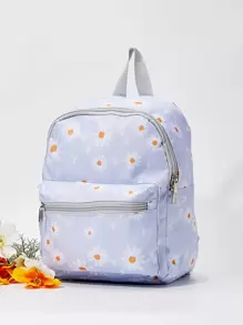 Daisy Printed Backpack For Children's Kindergarten - Baby Blue - View 3
