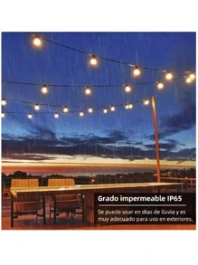 Guirnalda De Luces Led Tira 25 Bombilla 15m 127v Impermeable - Negro - Ver 2